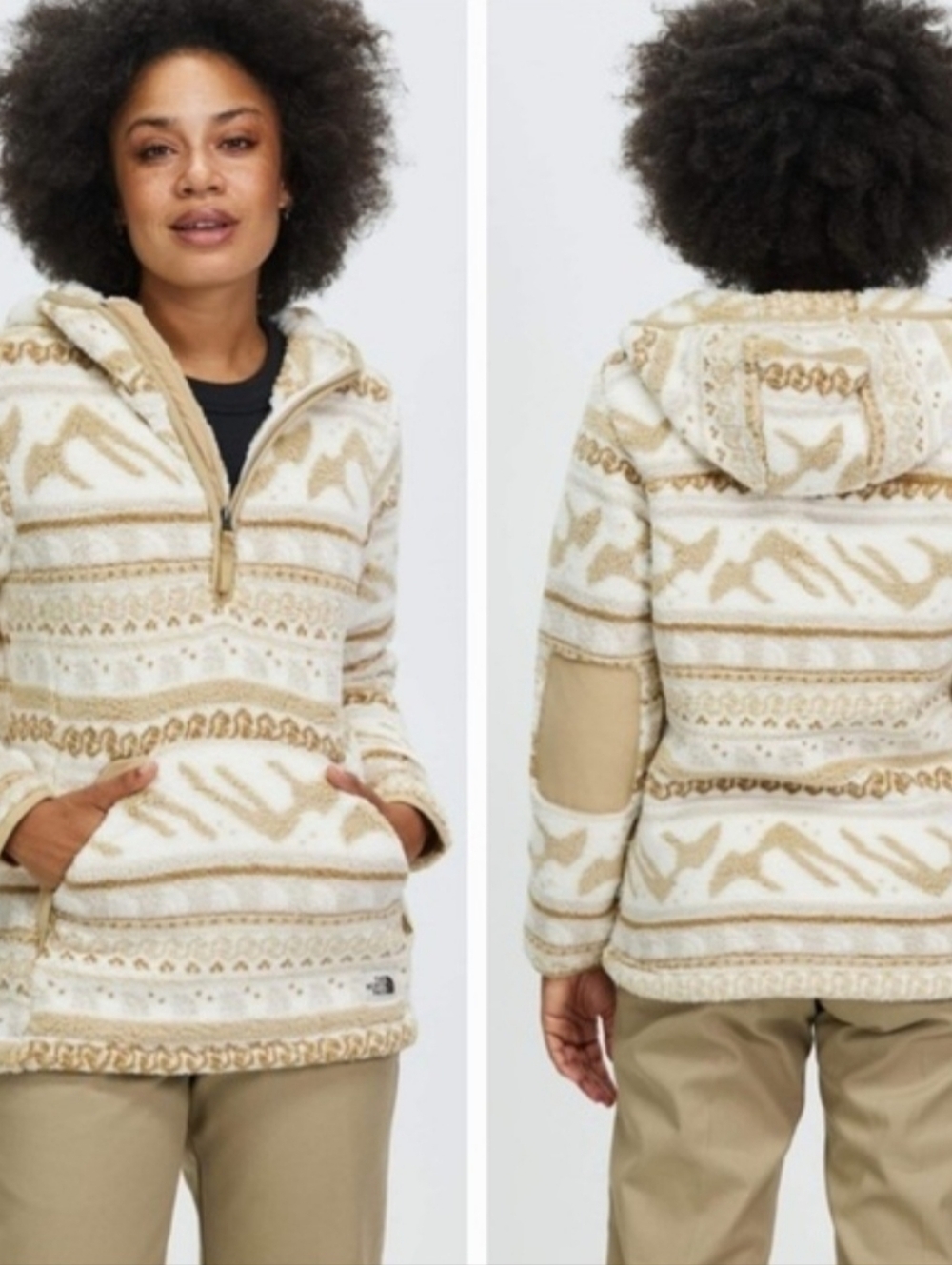 The North Face Men’s Cream & Tan Sherpa Quarter-Zip Pullover